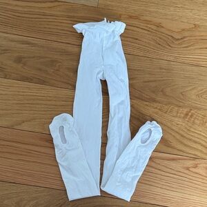 Capezio Kids White Footed Tights, S/M